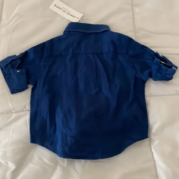 Janie and Jack The Linen Shirt in Blue 6-12M, 12-18M, 18-24M - Picture 4 of 4